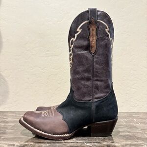 El General Embroidered Leather Colorblock Cowboy Boots